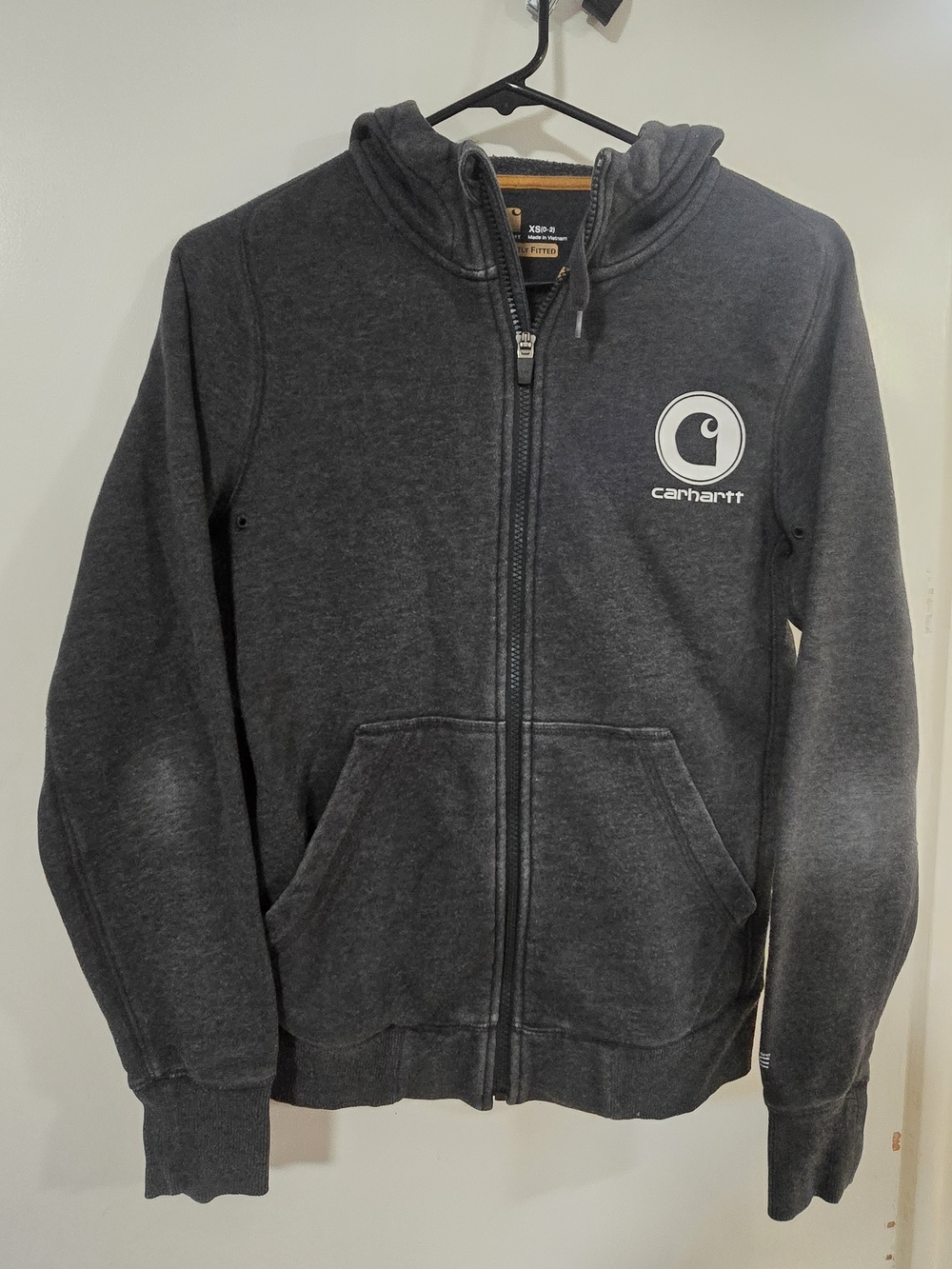 Carhartt Women's Full Zip Hoodie XS Gray Slightly Fitted Sweatshirt